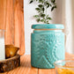Turquoise Floral Ceramic Jar