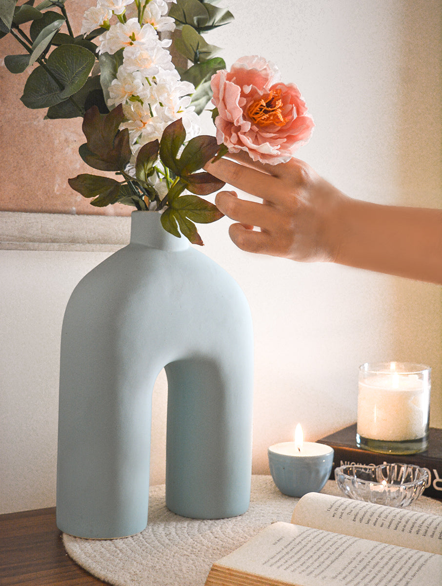 Blue Minimalistic Stoneware Vase