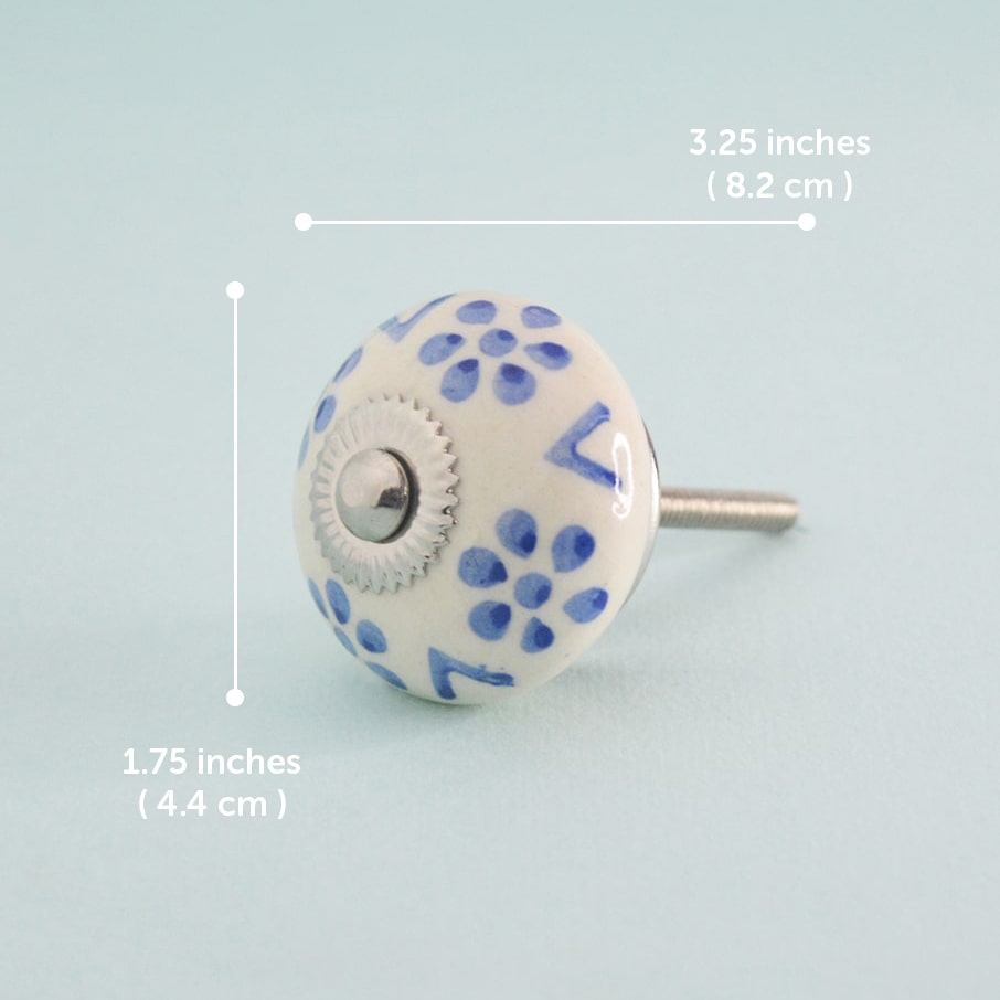 Indigo Bloom Hand Painted Ceramic Knob