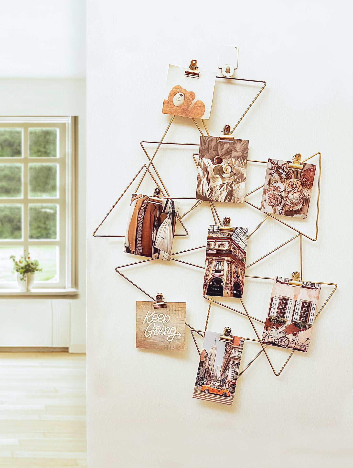 Copper Abstract Photo Holder Wall Grid