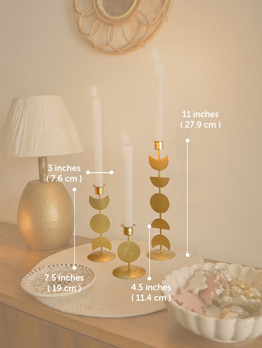 Set of 3 Golden Lunar Candle Stand