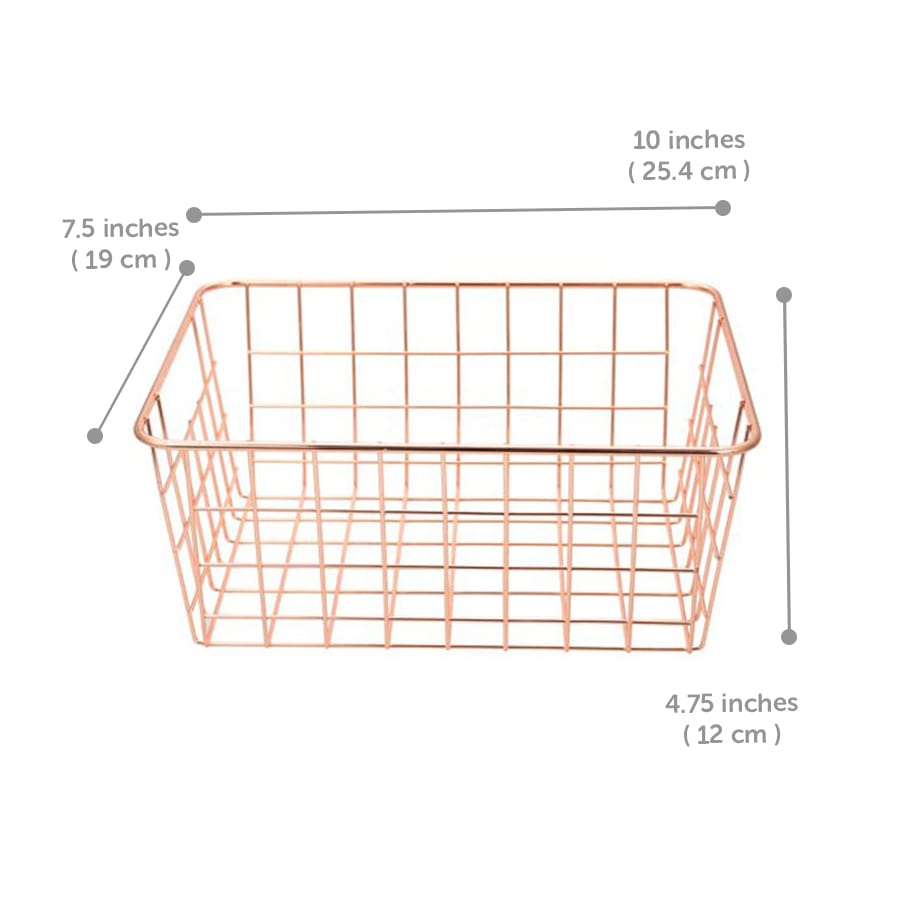 Rose Gold Wire Basket Storage