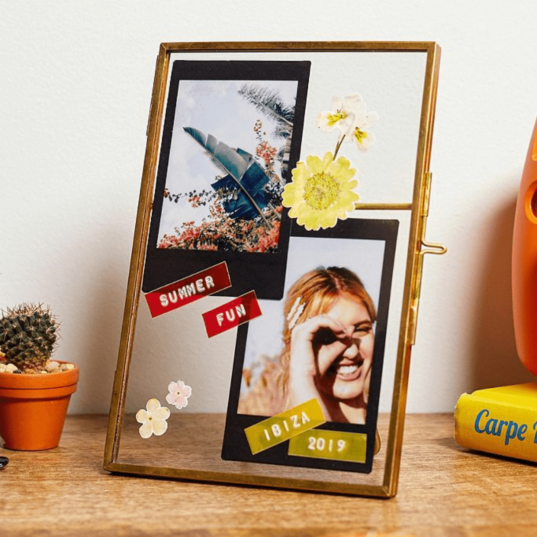 Golden Glass Table Top Photo Frame