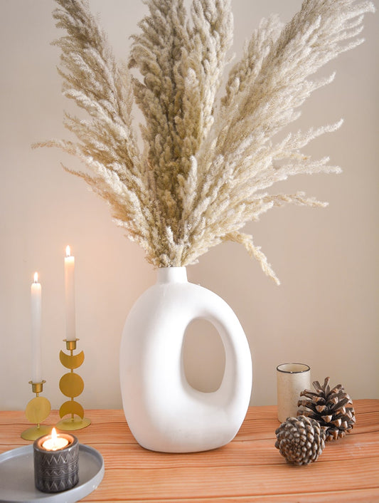 White Acadia Stoneware Vase