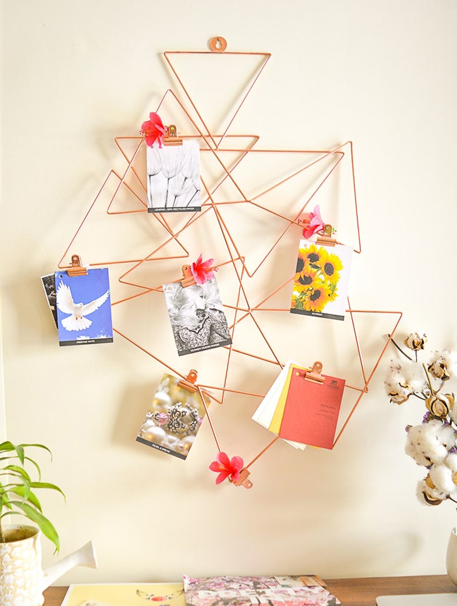 Copper Abstract Photo Holder Wall Grid