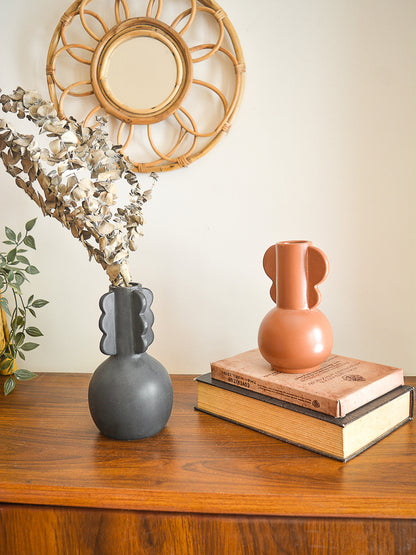Oasis Black & Terracotta stoneware vase (Set of 2)