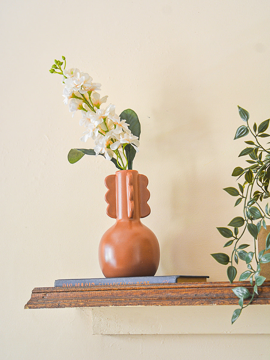 Oasis Terracotta & White stoneware vase (Set of 2)