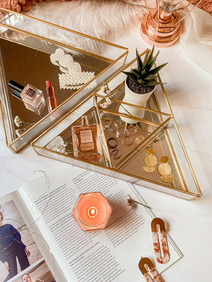 Triangular Glass Vanity Tray