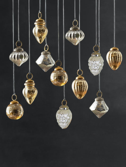 Mercury Glass Assorted Christmas Tree Ornaments (set of 6)