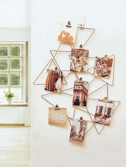 Copper Abstract Photo Holder Wall Grid